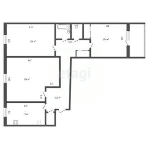 3-к квартира, вторичка, 64м2, 4/5 этаж