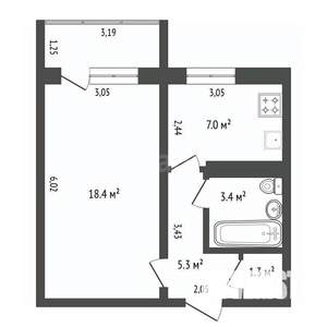 1-к квартира, вторичка, 35м2, 6/9 этаж