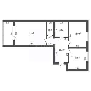 2-к квартира, вторичка, 60м2, 7/12 этаж