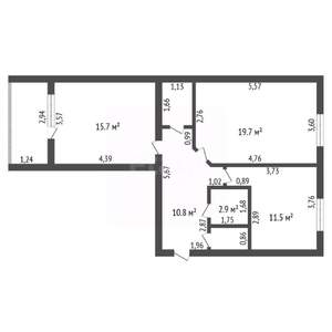 2-к квартира, вторичка, 64м2, 1/9 этаж