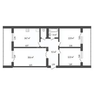 3-к квартира, вторичка, 73м2, 1/10 этаж