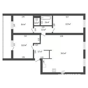4-к квартира, вторичка, 78м2, 2/5 этаж