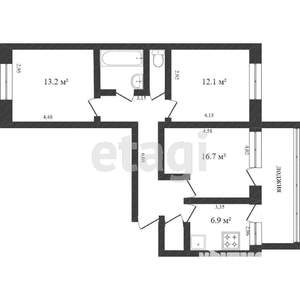 3-к квартира, вторичка, 67м2, 4/10 этаж