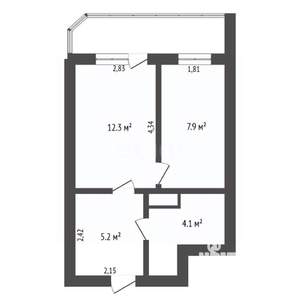1-к квартира, вторичка, 35м2, 5/16 этаж