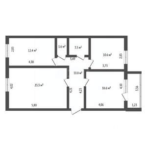 3-к квартира, вторичка, 76м2, 5/5 этаж
