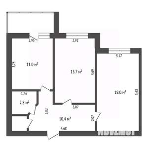 2-к квартира, вторичка, 57м2, 8/10 этаж