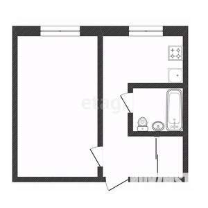 1-к квартира, вторичка, 30м2, 1/4 этаж