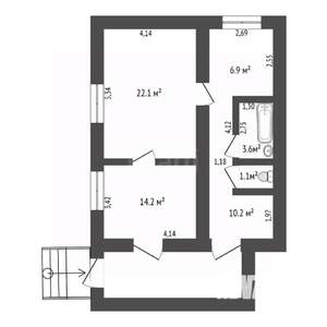 2-к квартира, вторичка, 58м2, 1/4 этаж