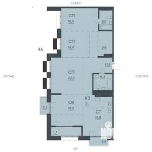 4-к квартира, строящийся дом, 140м2, 10/12 этаж