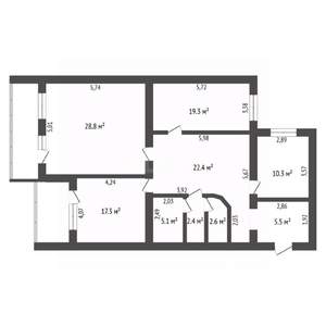 2-к квартира, вторичка, 118м2, 4/4 этаж