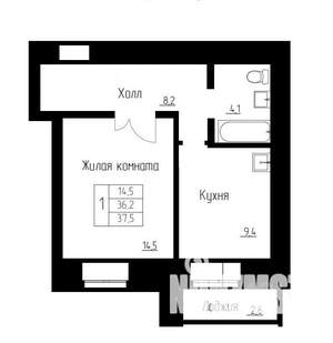 1-к квартира, вторичка, 37м2, 3/14 этаж