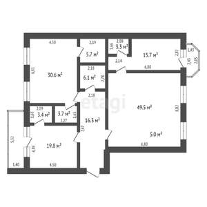 3-к квартира, вторичка, 159м2, 15/15 этаж