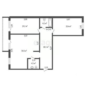 3-к квартира, вторичка, 102м2, 5/9 этаж