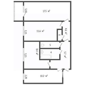 3-к квартира, вторичка, 59м2, 5/5 этаж