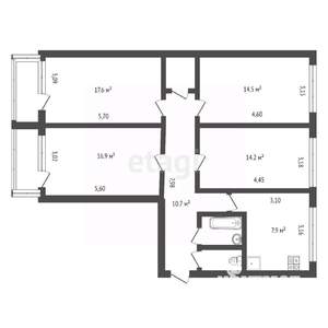 4-к квартира, вторичка, 86м2, 3/5 этаж