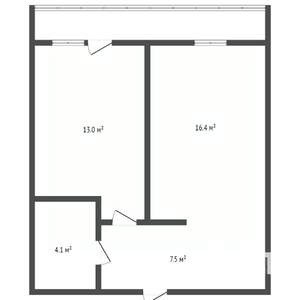 1-к квартира, вторичка, 44м2, 1/14 этаж
