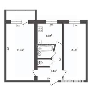 2-к квартира, вторичка, 42м2, 3/5 этаж
