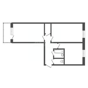 2-к квартира, вторичка, 52м2, 2/5 этаж