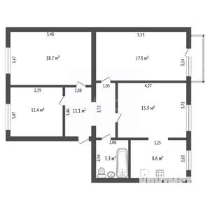 4-к квартира, вторичка, 88м2, 3/5 этаж