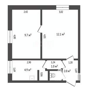 2-к квартира, вторичка, 31м2, 4/4 этаж