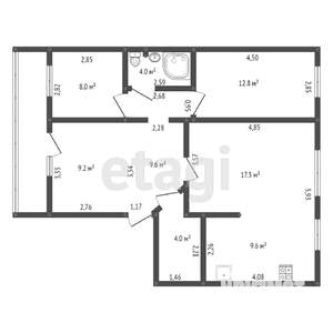 4-к квартира, вторичка, 79м2, 2/6 этаж