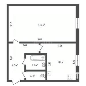 1-к квартира, вторичка, 36м2, 1/5 этаж
