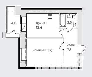 1-к квартира, вторичка, 38м2, 1/11 этаж