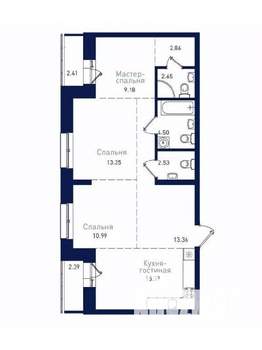 3-к квартира, вторичка, 79м2, 19/25 этаж