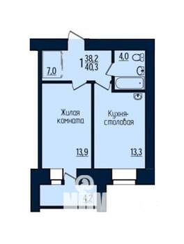 1-к квартира, вторичка, 40м2, 3/12 этаж