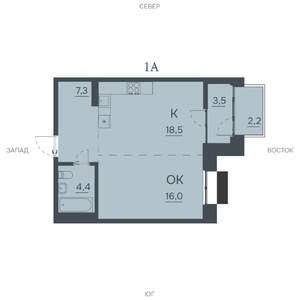 1-к квартира, строящийся дом, 52м2, 7/12 этаж