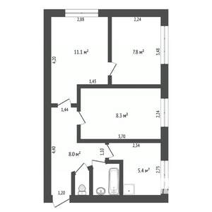 3-к квартира, вторичка, 43м2, 1/3 этаж