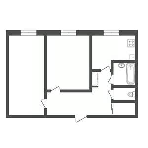 2-к квартира, вторичка, 53м2, 1/5 этаж