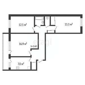 3-к квартира, вторичка, 67м2, 6/9 этаж