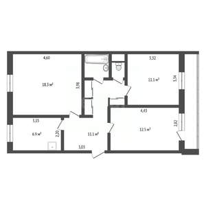 3-к квартира, вторичка, 65м2, 5/5 этаж
