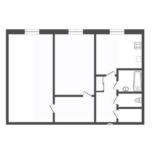 2-к квартира, вторичка, 54м2, 1/5 этаж