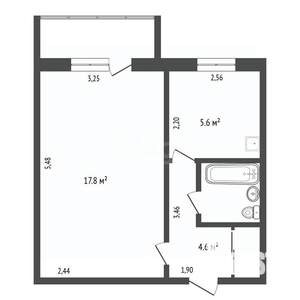 1-к квартира, вторичка, 33м2, 4/5 этаж