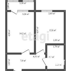 1-к квартира, вторичка, 42м2, 7/14 этаж