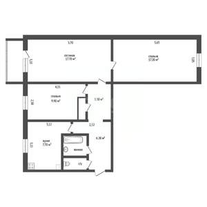 3-к квартира, вторичка, 57м2, 3/5 этаж