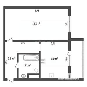 1-к квартира, вторичка, 37м2, 1/3 этаж