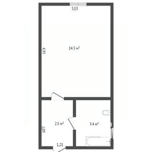 Студия квартира, вторичка, 21м2, 1/5 этаж