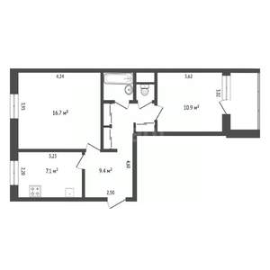 2-к квартира, вторичка, 49м2, 3/5 этаж