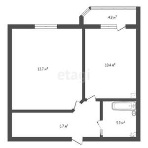 1-к квартира, сданный дом, 35м2, 6/9 этаж