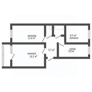 3-к квартира, вторичка, 59м2, 3/5 этаж
