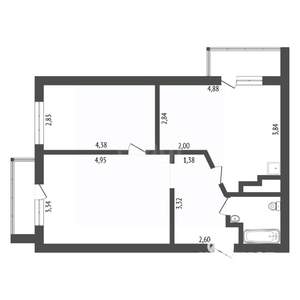 2-к квартира, вторичка, 56м2, 3/20 этаж