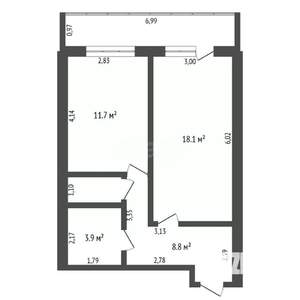 1-к квартира, вторичка, 46м2, 3/14 этаж