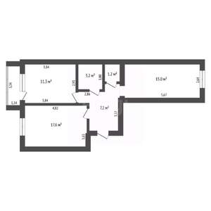 2-к квартира, вторичка, 58м2, 6/10 этаж