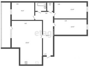 4-к квартира, вторичка, 78м2, 3/9 этаж