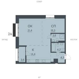 2-к квартира, строящийся дом, 67м2, 11/12 этаж