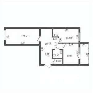 2-к квартира, вторичка, 53м2, 4/10 этаж