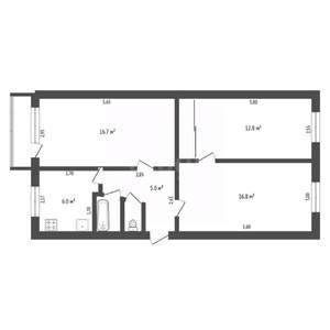 3-к квартира, вторичка, 62м2, 2/4 этаж
